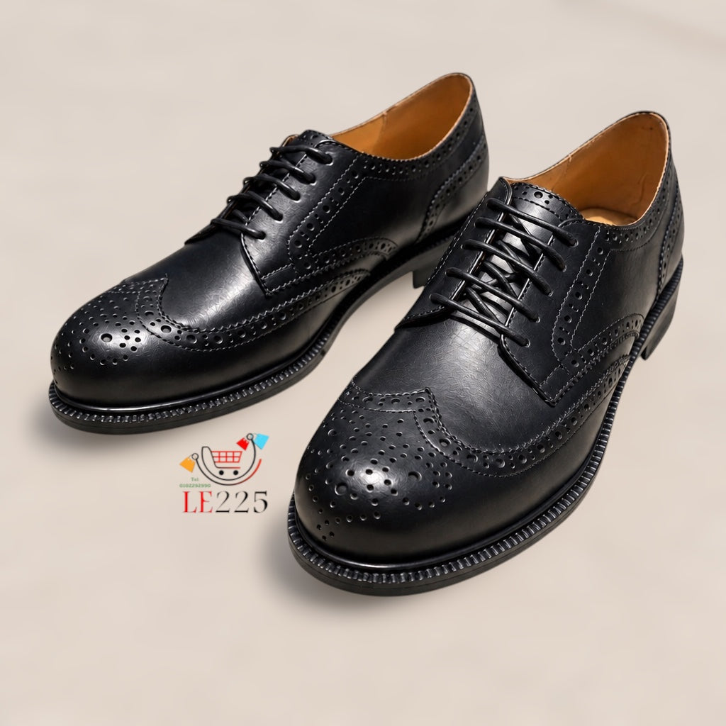 Chaussure a lacet style Richelieu en cuir noir Ref-MO4