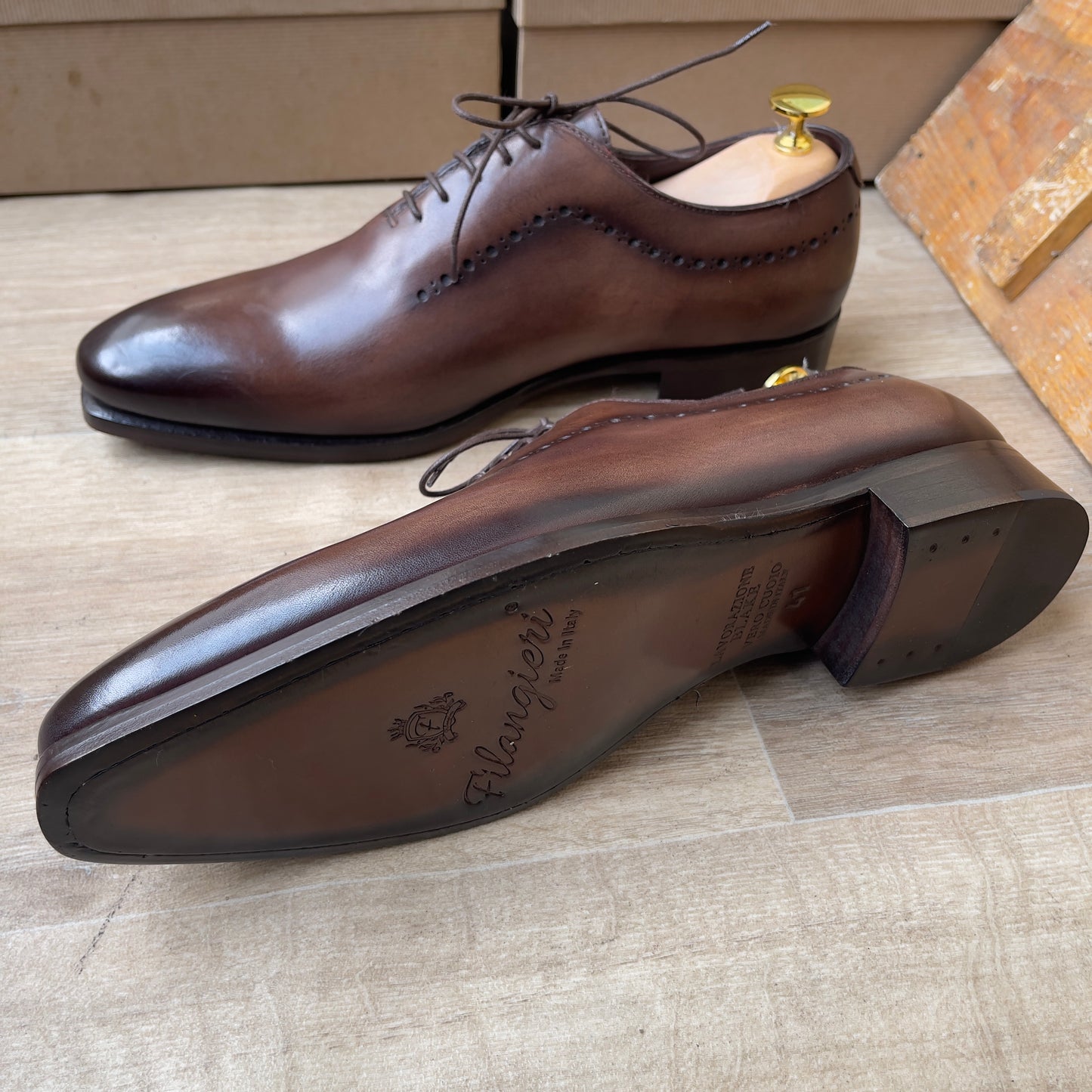 Soulier Cuir Marron FL— Semelle Cuir — Réf. X3