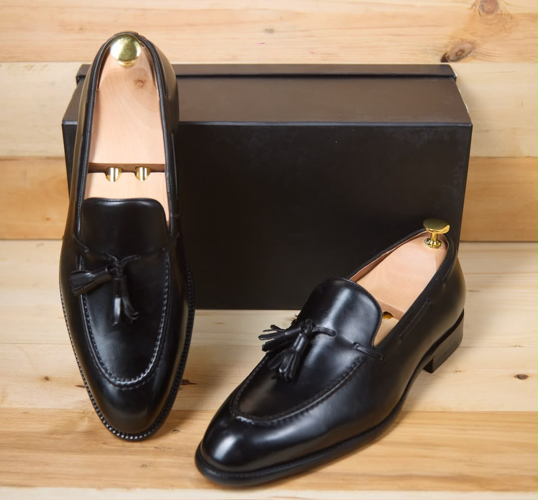Mocassin a pampille en cuir Marron,Bleu,Noir—KS2