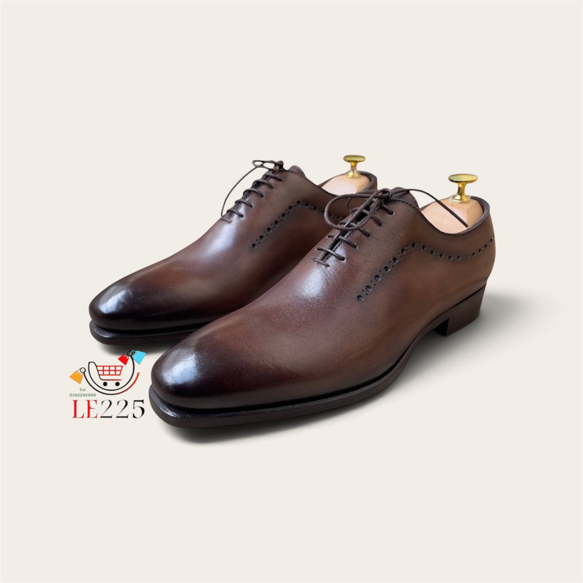 Soulier à lacet en cuir marron semelle cuir—Ref DM8