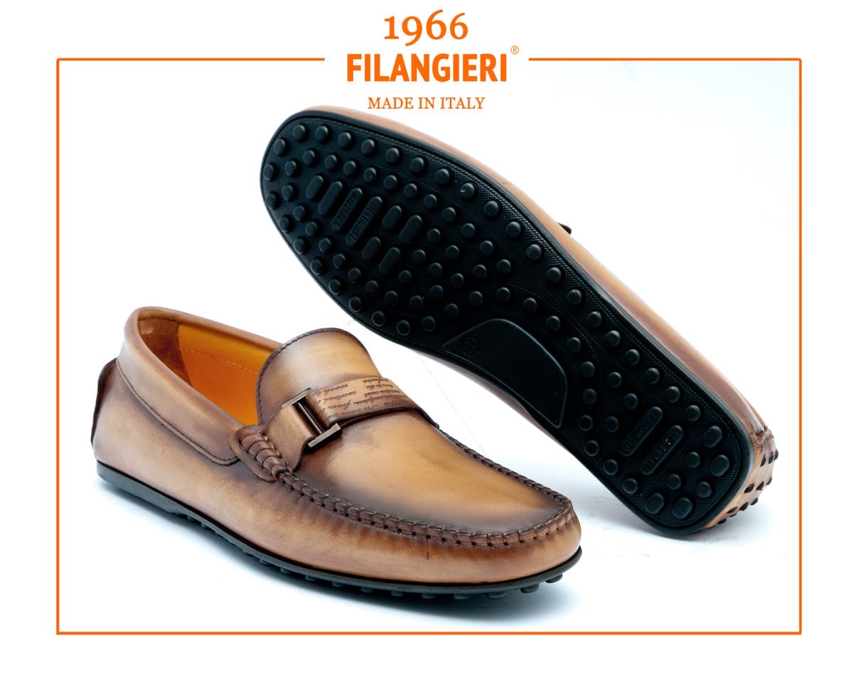 Mocassin a Boucle en Cuir Marron FL— Semelle Gomme