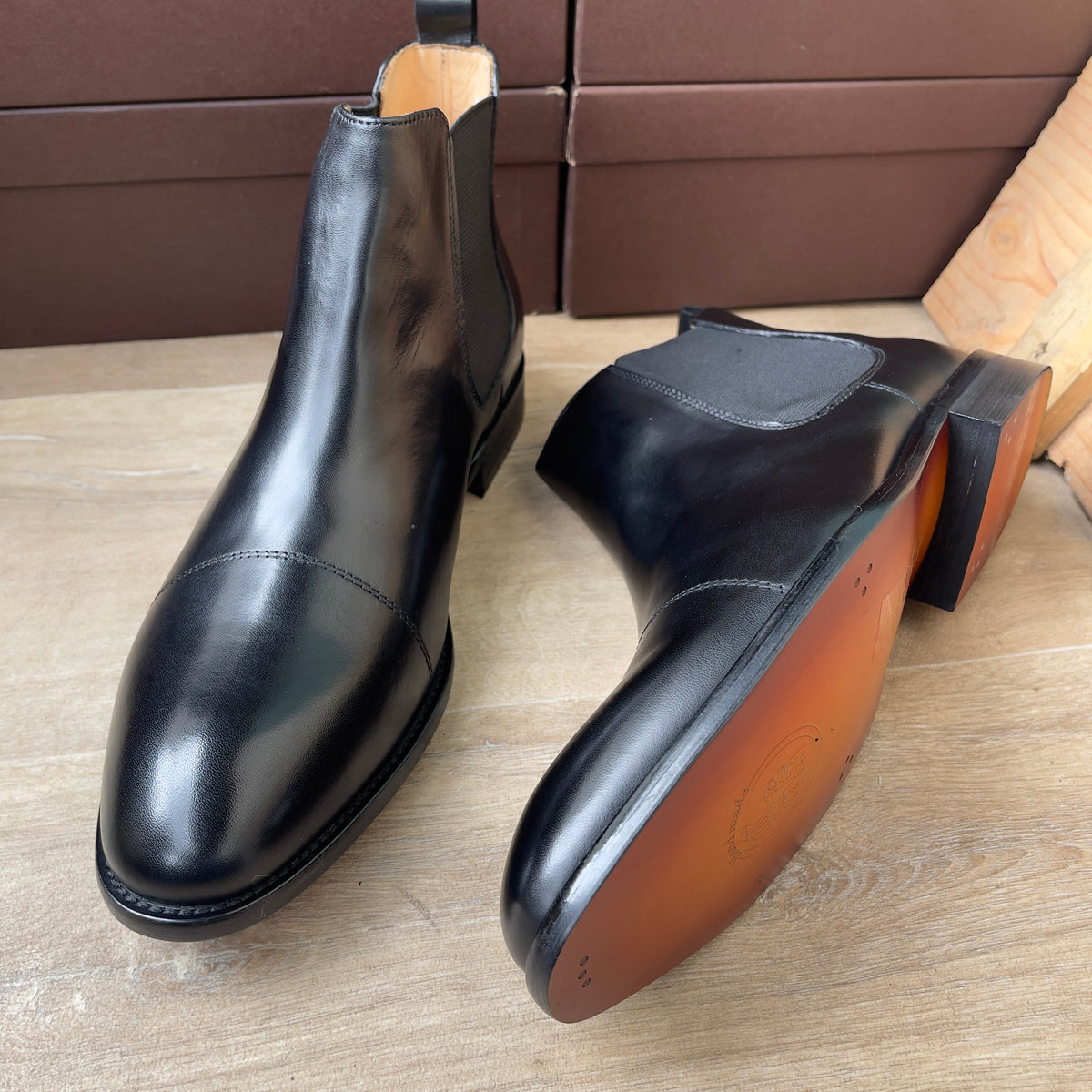 Boot à gaine montante cuir noir Ref-Ad17