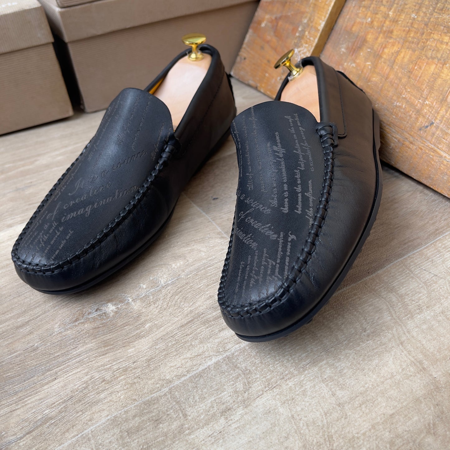 Mocassin Imprimé Cuir Noir FL Réf:x21