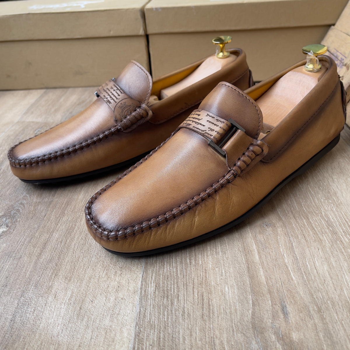 Mocassin marron clair semelle gomme Ref-DM14
