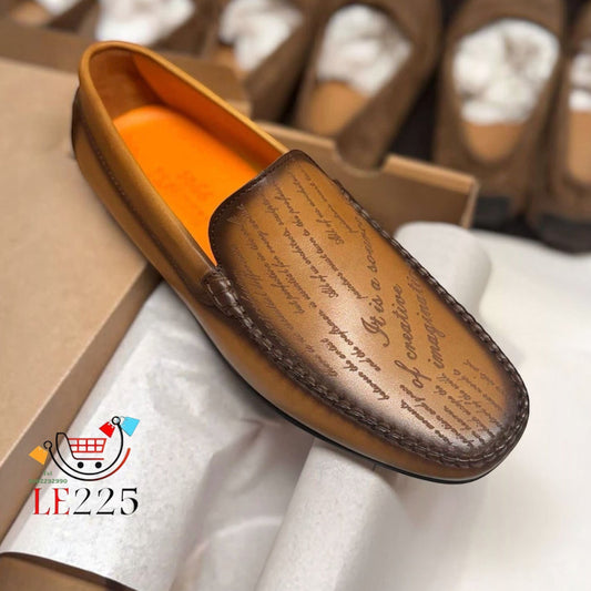 Mocassin Imprimé Cuir Marron FL— Semelle Gomme—ref xs6