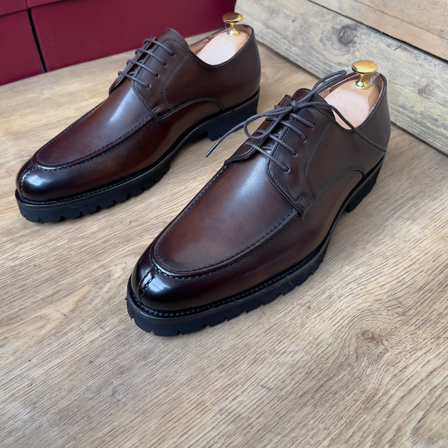 Chaussure à lacet cuir marron semelle commando—Ref MD1