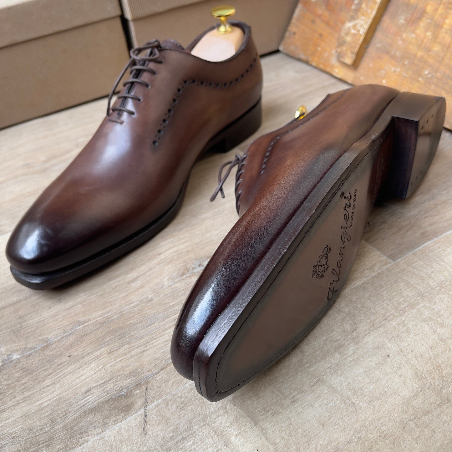 Soulier Cuir Marron FL— Semelle Cuir — Réf. X3
