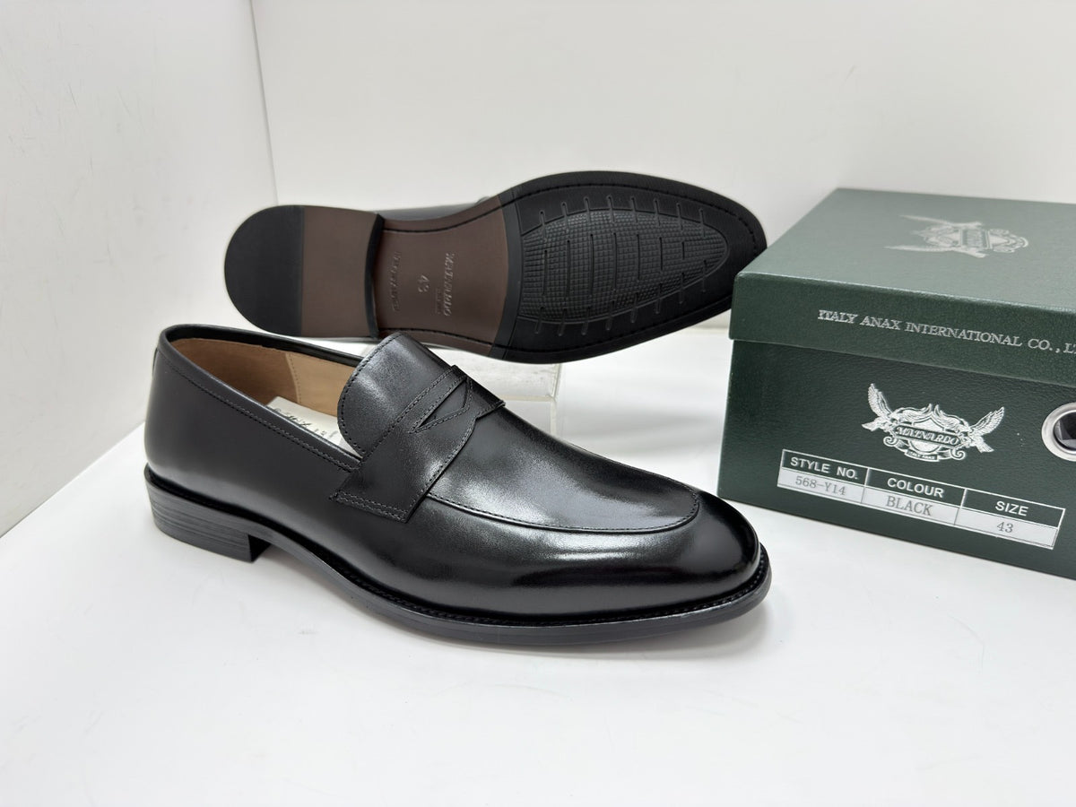 Mocassin en cuir noir ref-SEP3