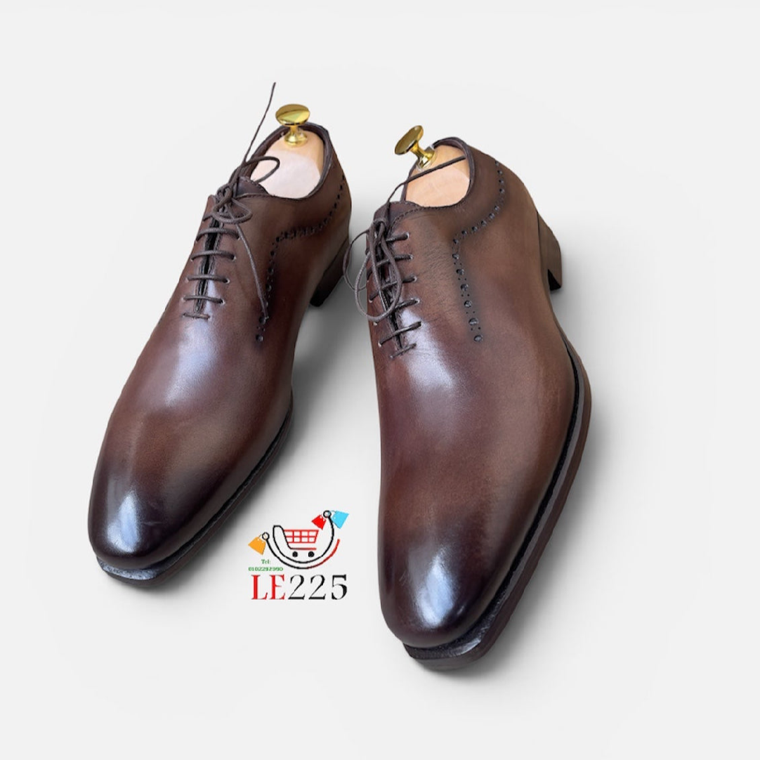 Soulier à lacet en cuir marron semelle cuir—Ref DM8