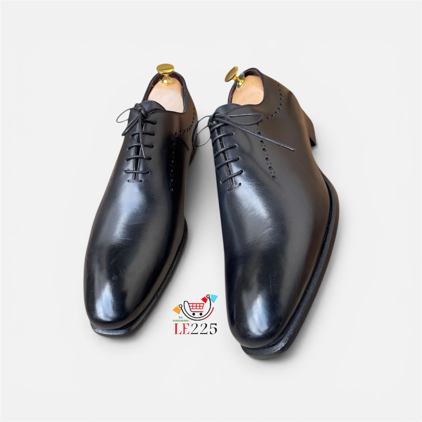 Soulier Cuir Noir FL — Semelle Cuir ref:5
