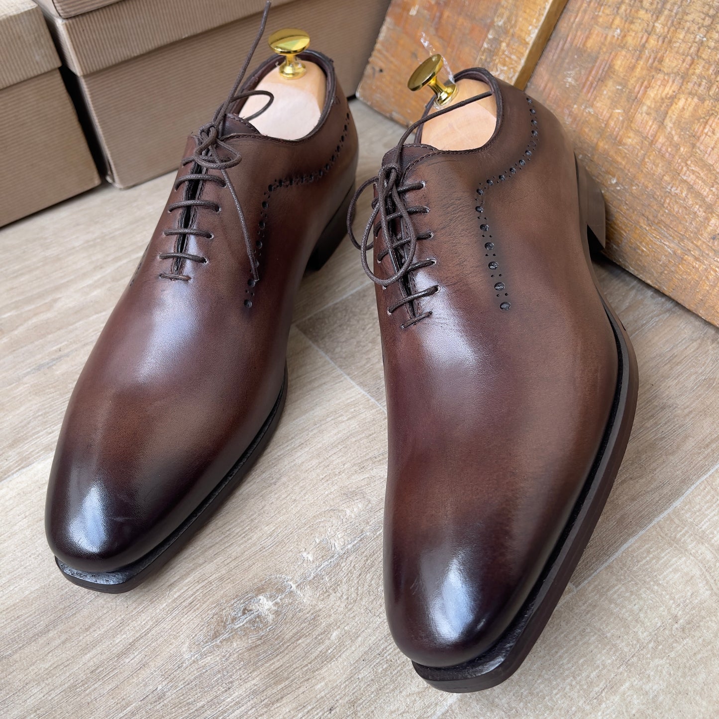 Soulier Cuir Marron FL— Semelle Cuir — Réf. X3
