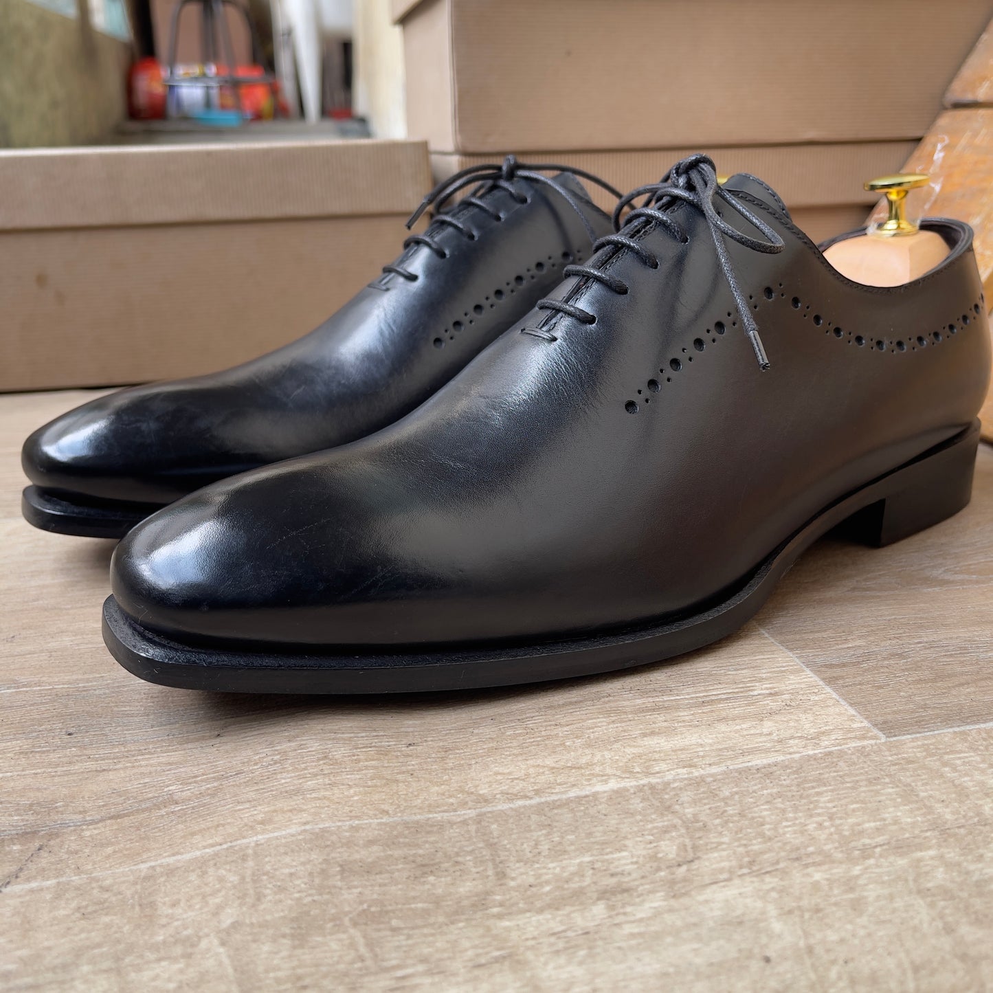 Soulier Cuir Noir FL— Semelle Cuir — Réf. X2