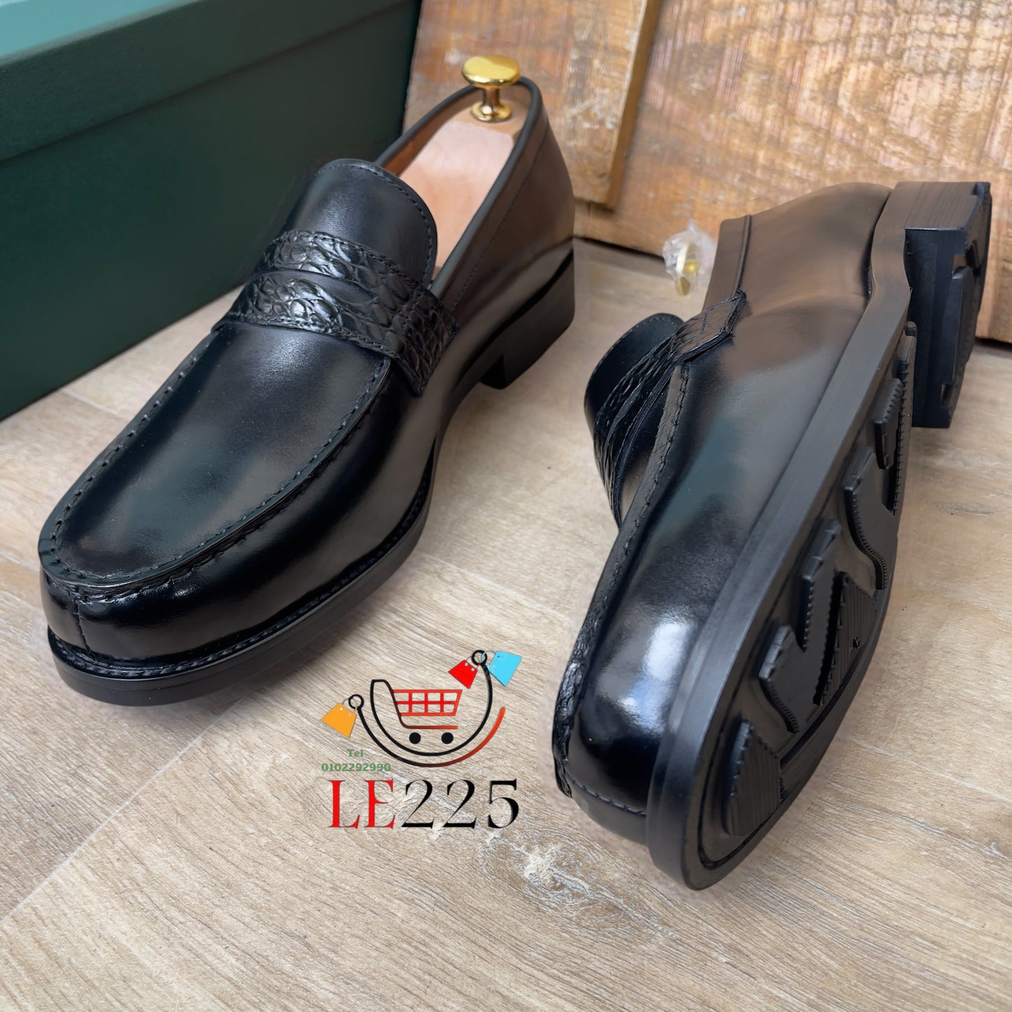 Mocassin Cuir Noir — Semelle Commando — Réf. AF8