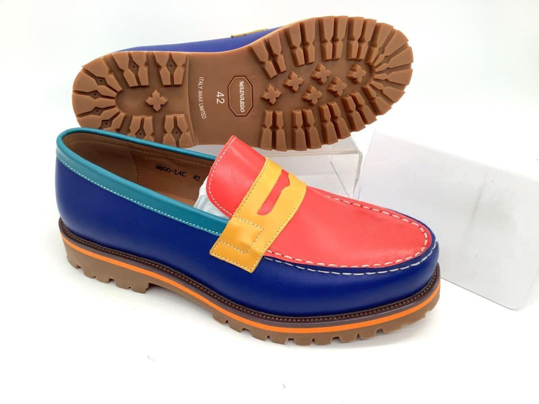 Mocassin en cuir multicolore semelle commando-ref-SEP6
