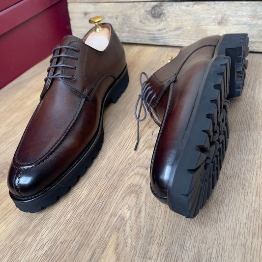 Chaussure à lacet cuir marron semelle commando—Ref MD1