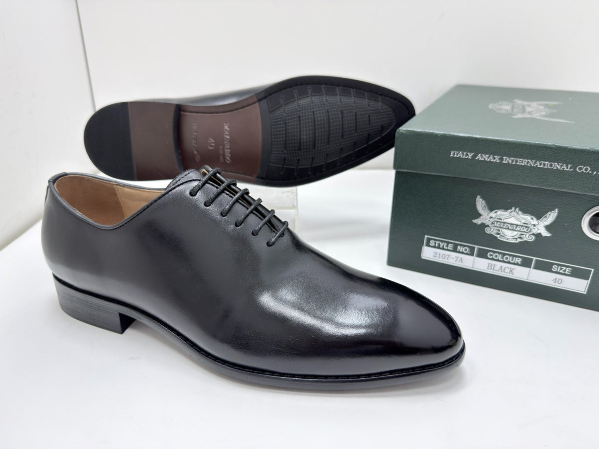 Soulier à lacet en cuir noir ref-SEP7