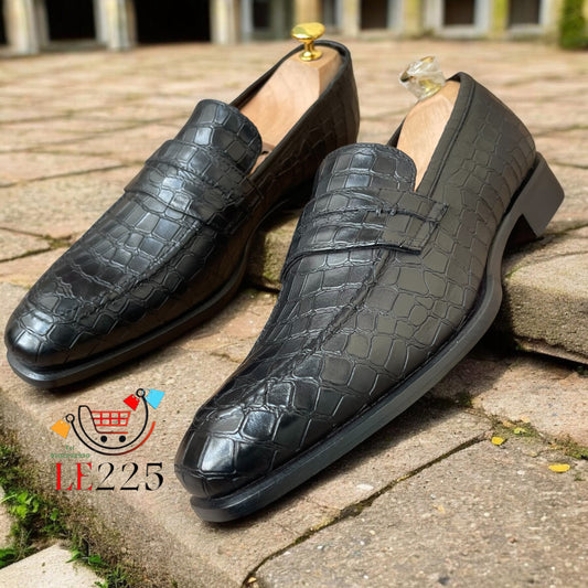 Mocassin Croco Cuir — Semelle Cuir