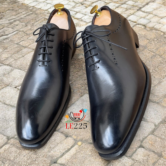 Soulier Cuir Noir FL — Semelle Cuir ref:5