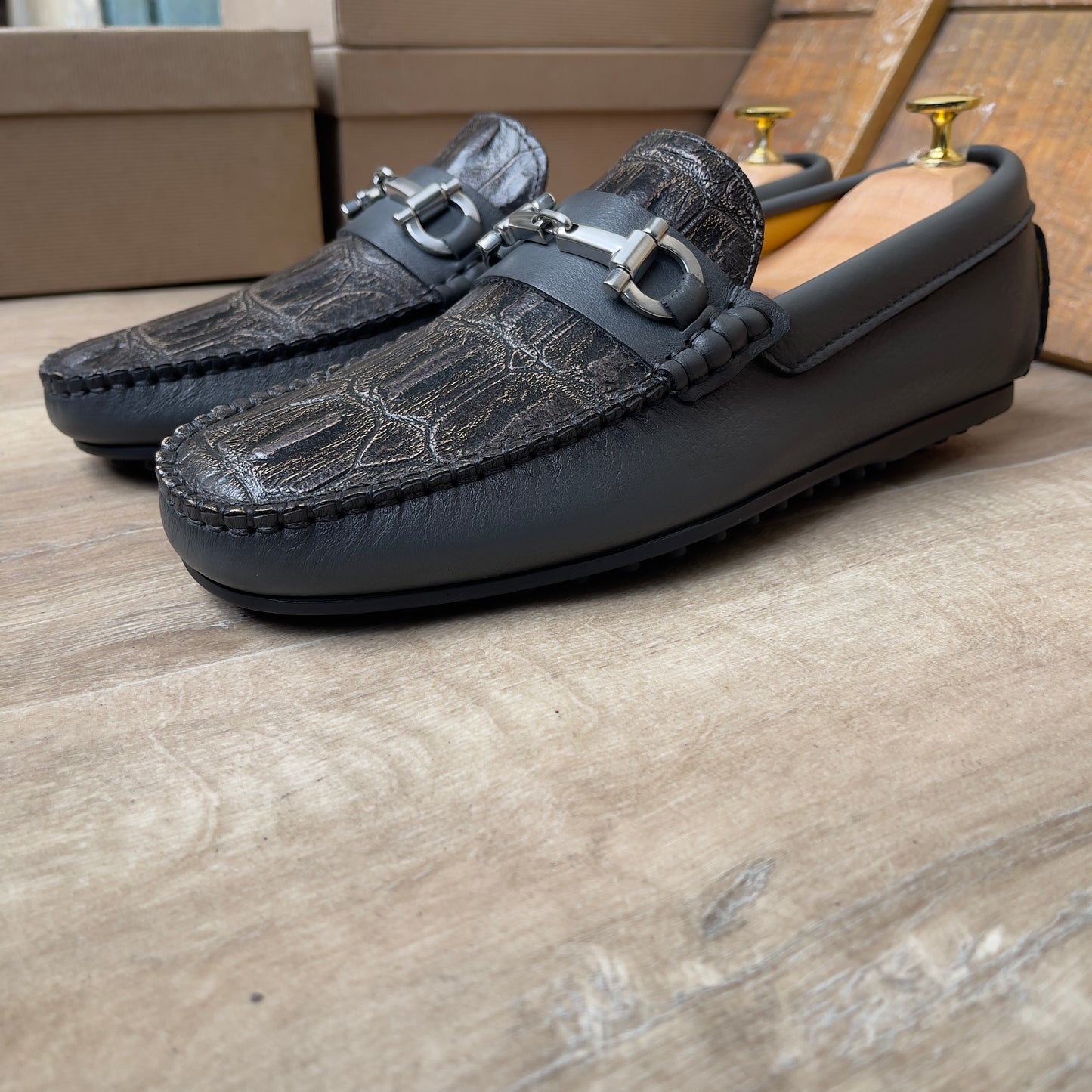 Mocassin Cuir FL— Semelle Gomme