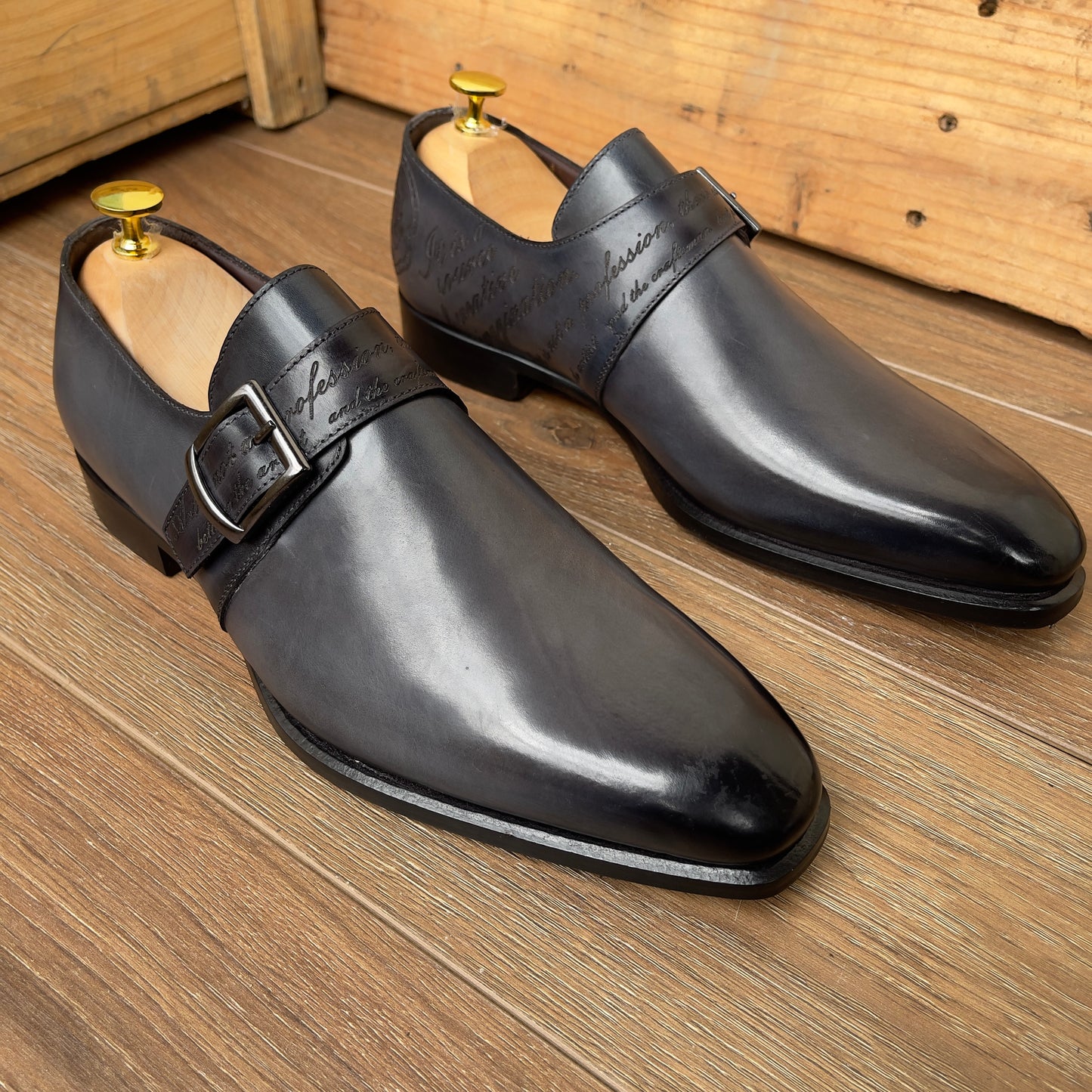 Soulier consulte en cuir gris semelle cuir—DM1
