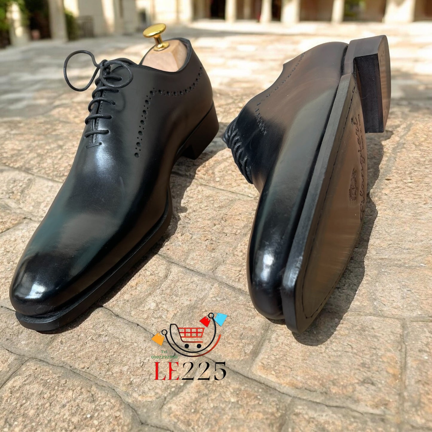 Soulier Cuir Noir FL — Semelle Cuir ref:5