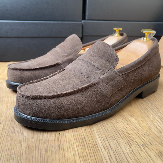 Mocassin daim marron semelle commando—ref Au1