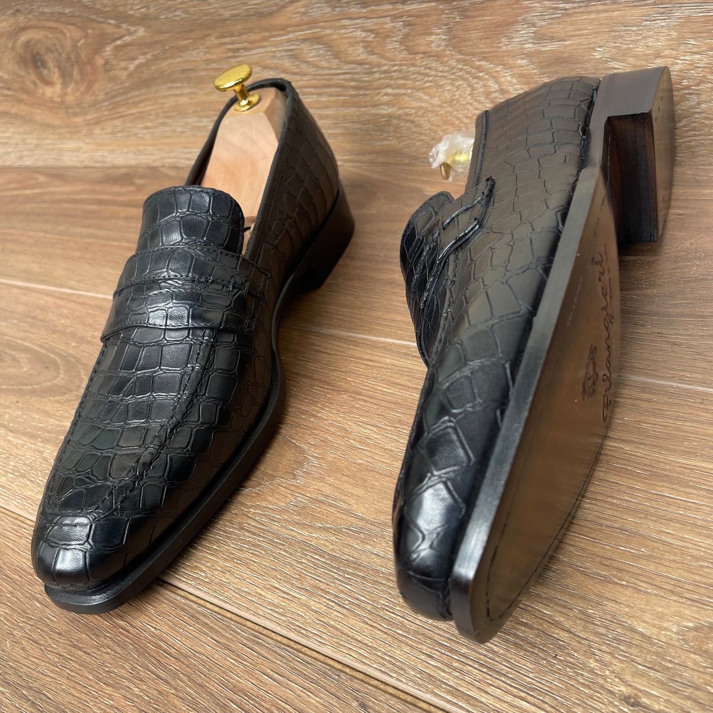 Mocassin Croco Cuir FL— Semelle Cuir