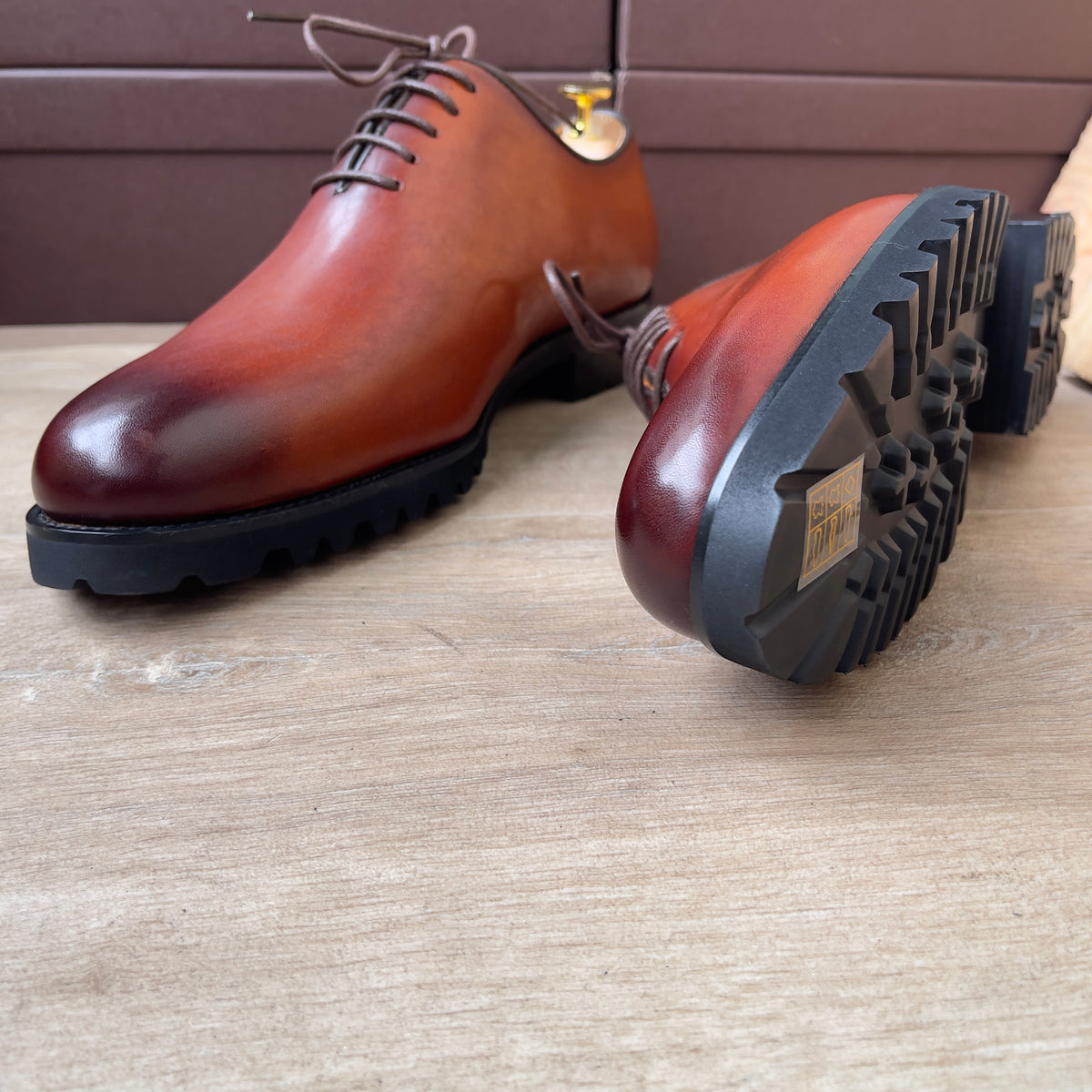 Chaussure a lacet en cuir marron semelle commando Ref-Ad13