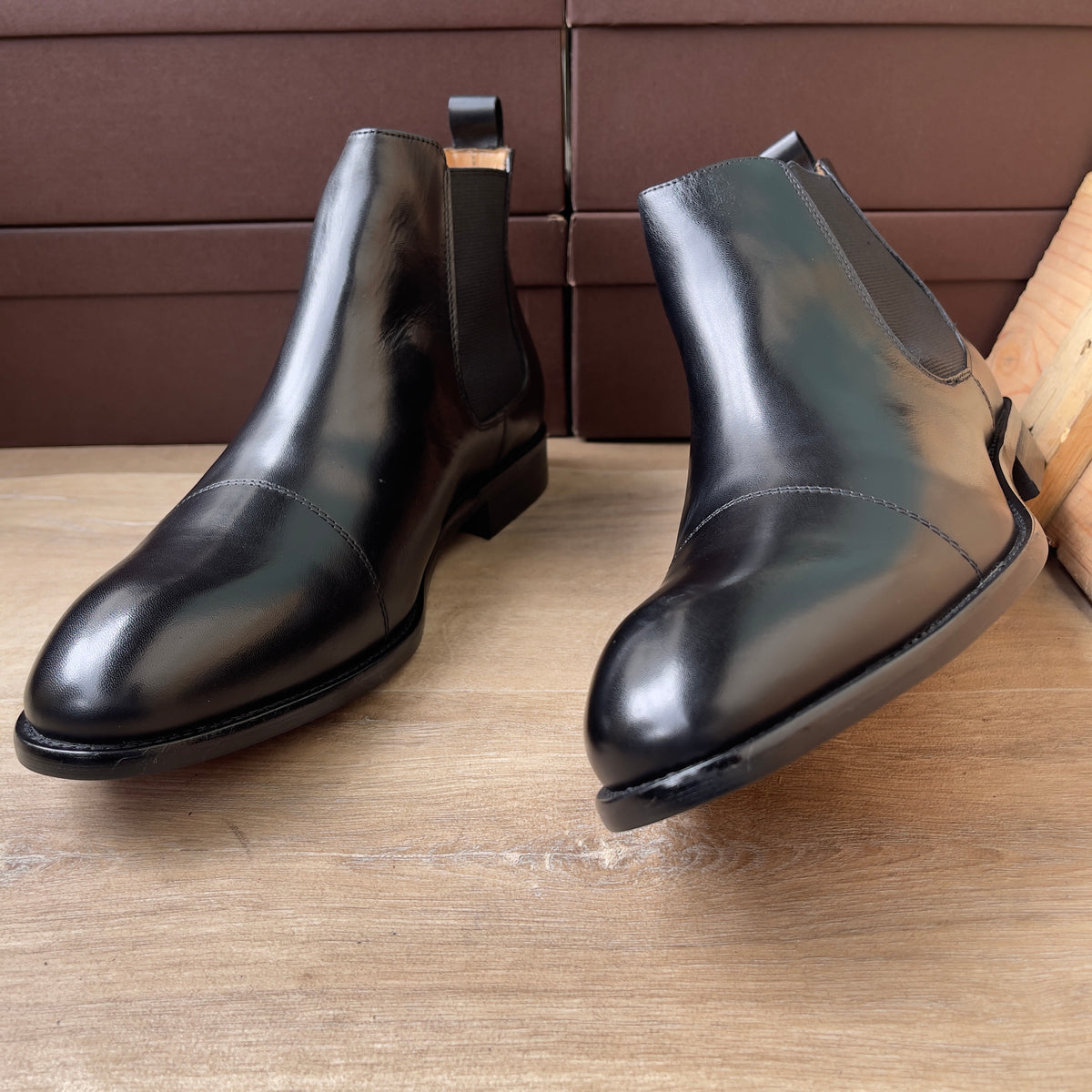 Boot à gaine montante cuir noir Ref-Ad17