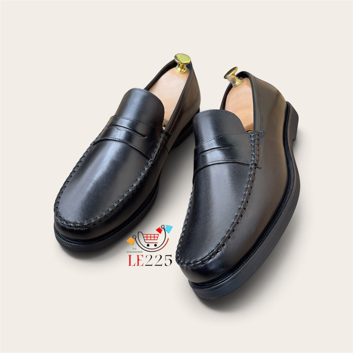 Mocassin en cuir noir ref-Dch 5