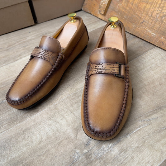 Mocassin a Boucle en Cuir Marron FL— Semelle Gomme