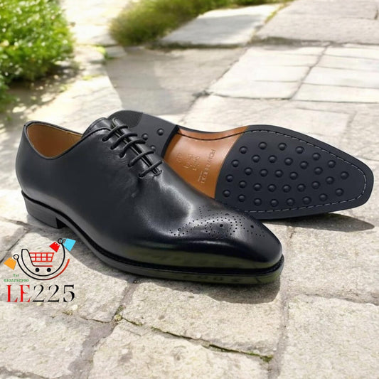 Soulier Bout Pointillé Cuir Noir