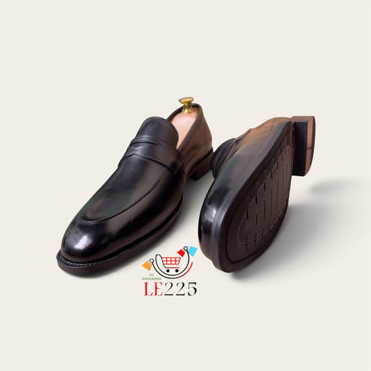 Mocassin en cuir noir ref-SEP3