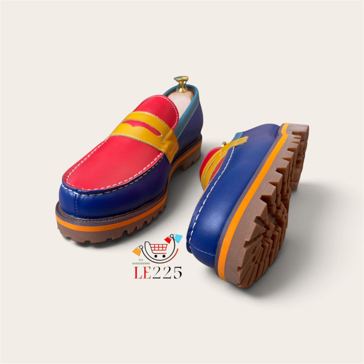 Mocassin en cuir multicolore semelle commando-ref-SEP6