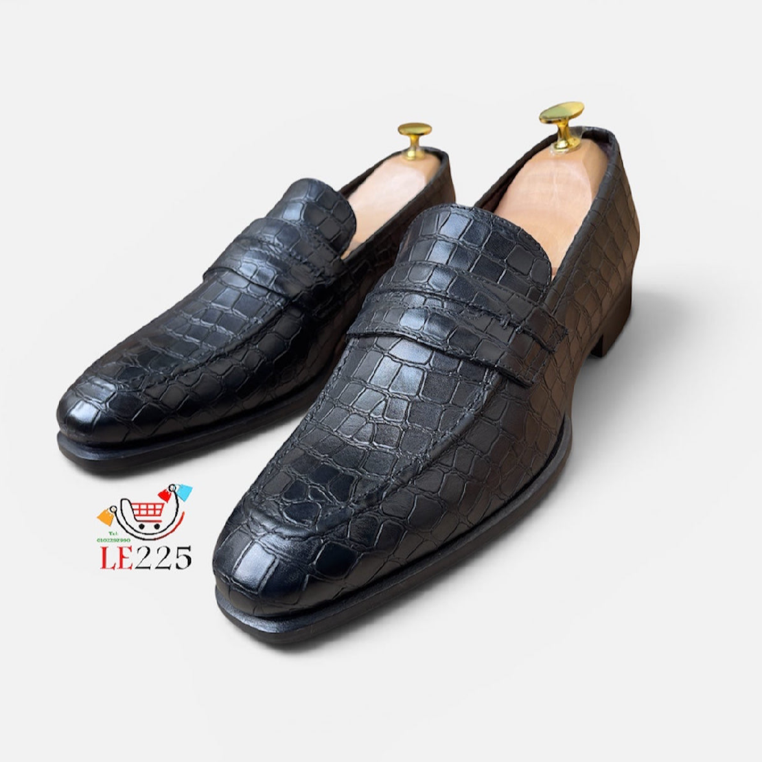 Mocassin en cuir croco semelle cuir—Ref DM5