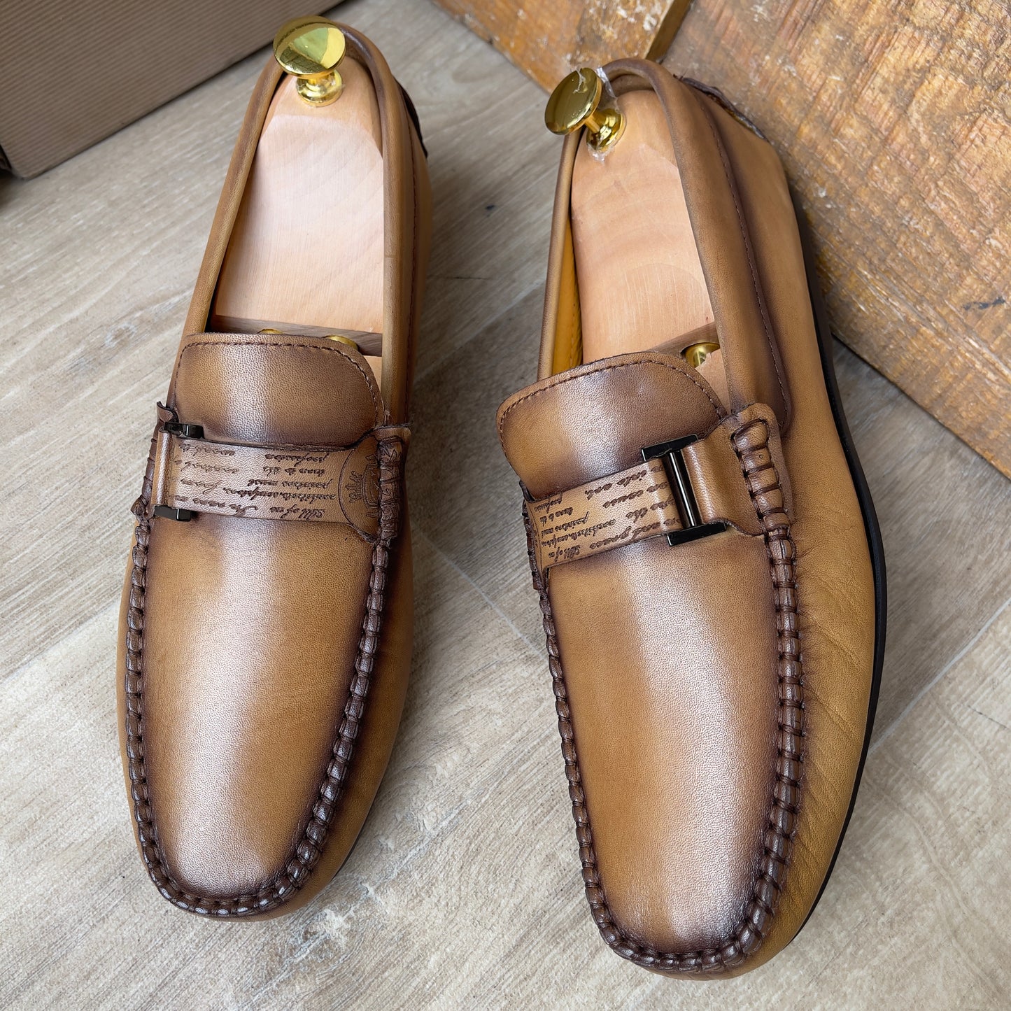 Mocassin Cuir Marron FL— Semelle Gomme