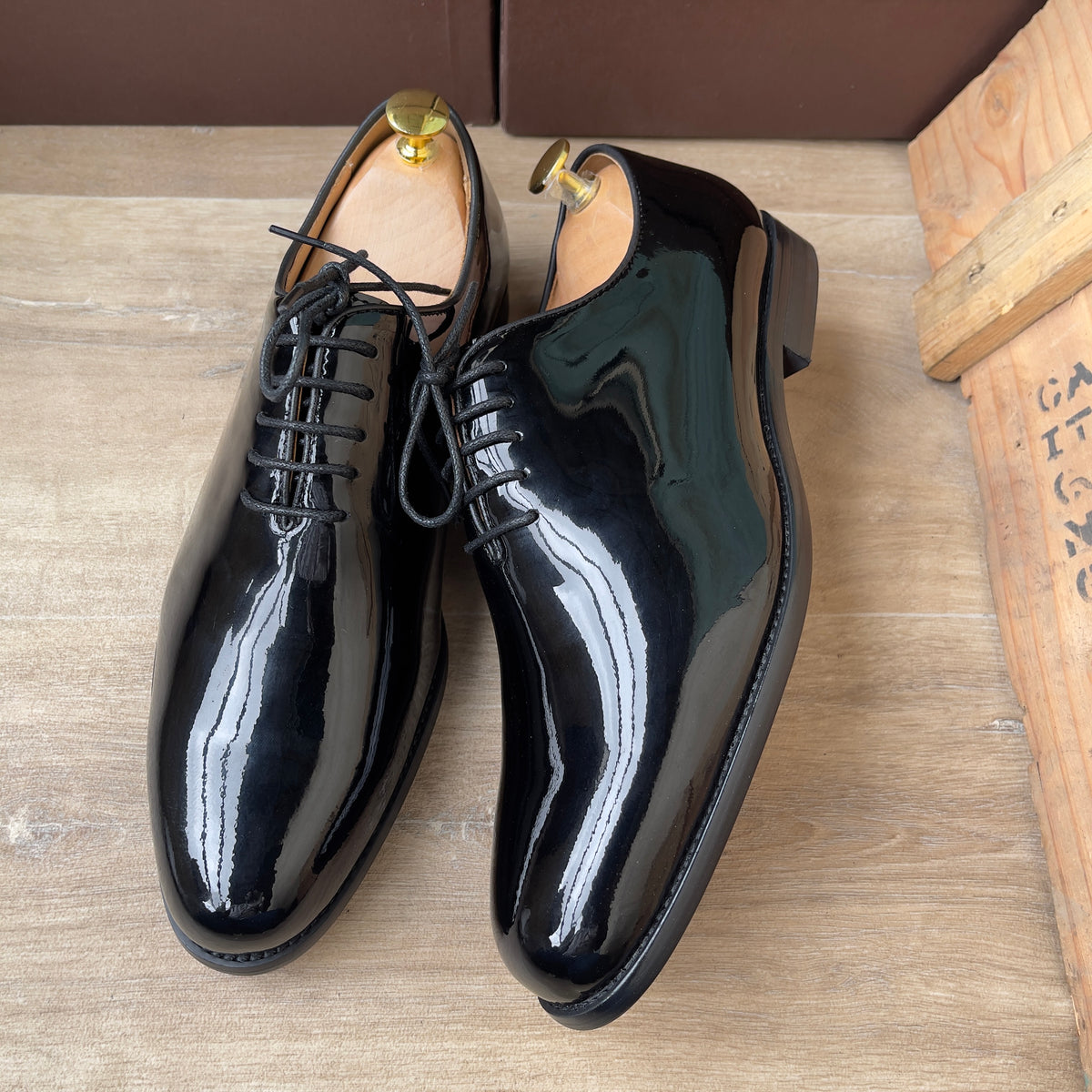 Soulier à lacet cuir vernis noir Ref-Ad15
