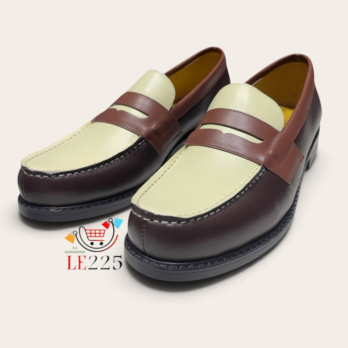 Mocassin en cuir tri-coloré semelle commando Ref-MO3