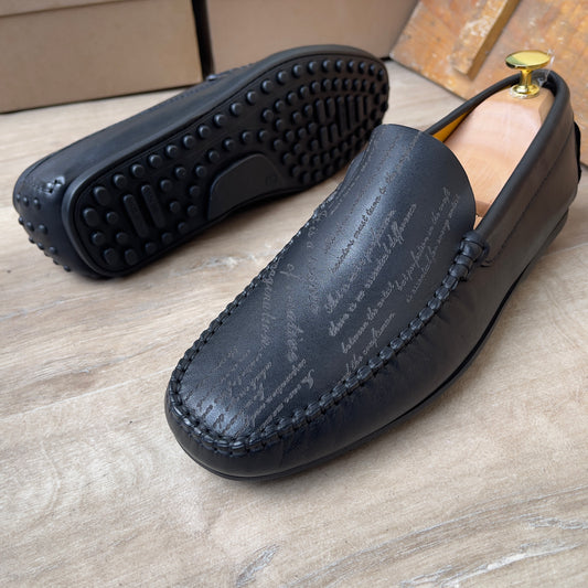 Mocassin Imprimé Cuir Noir FL Réf:x21
