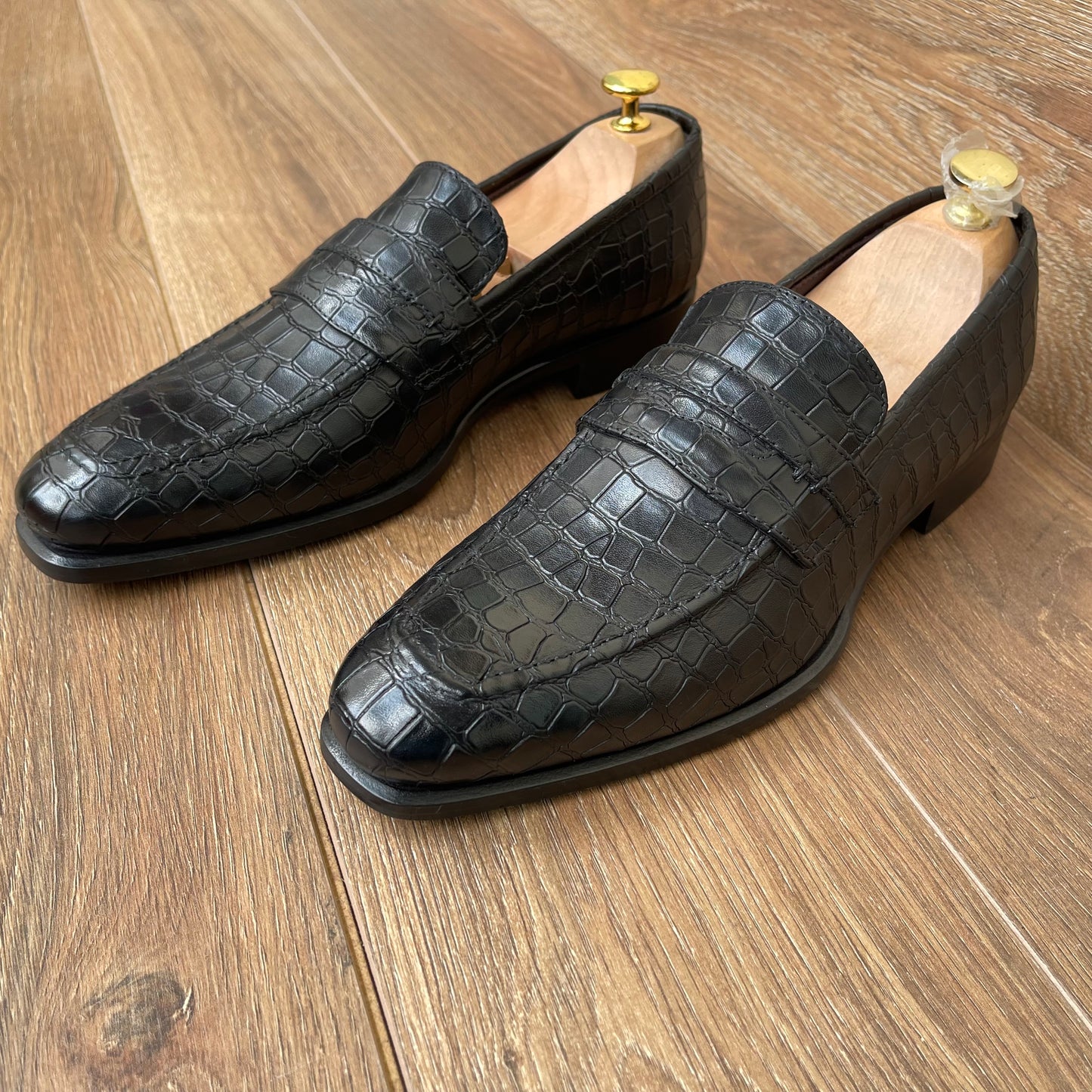 Mocassin Croco Cuir FL— Semelle Cuir