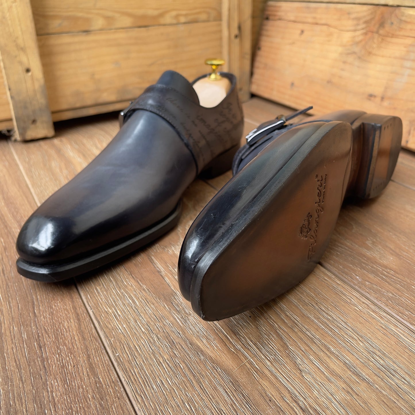 Soulier consulte en cuir gris semelle cuir—DM1