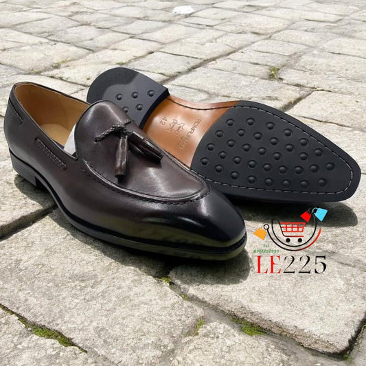 Mocassin à Pampille Cuir Marron