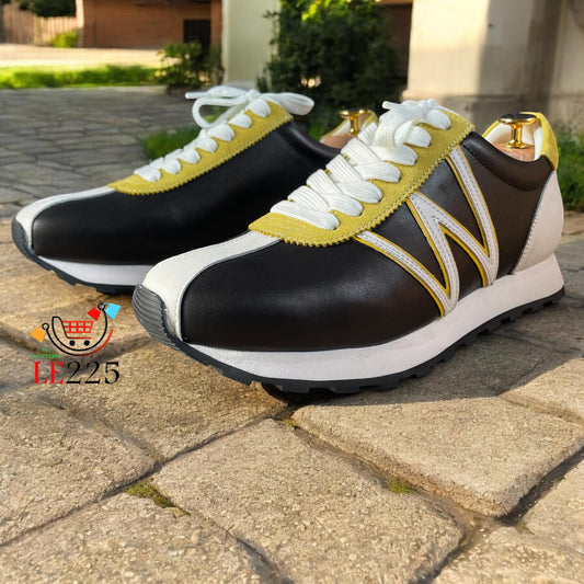 Sneaker Cuir Tricolore — Semelle Gomme