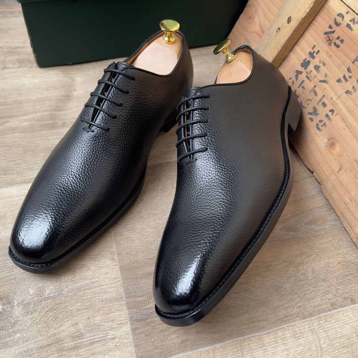 Soulier à lacet en cuir noir ref-SEP2