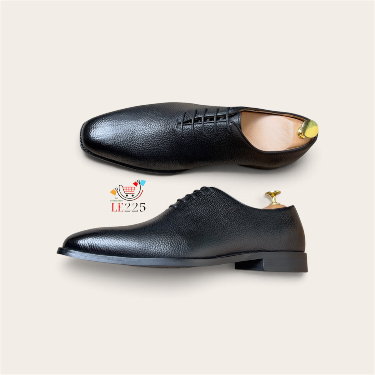 Soulier à lacet en cuir noir ref-SEP2