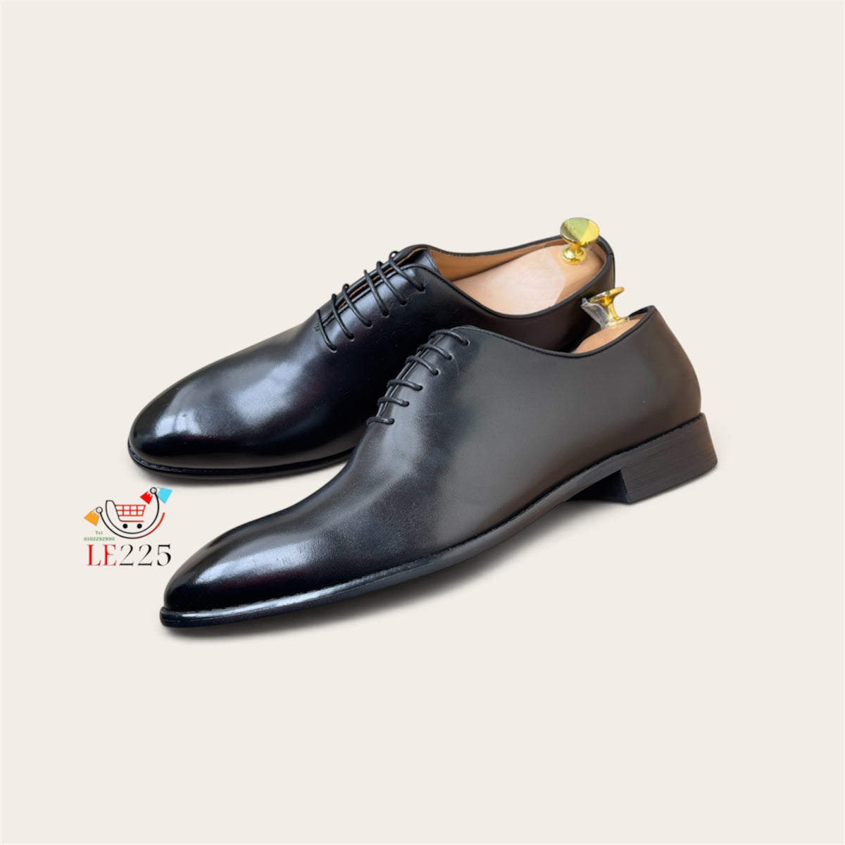 Soulier à lacet en cuir noir ref-SEP7