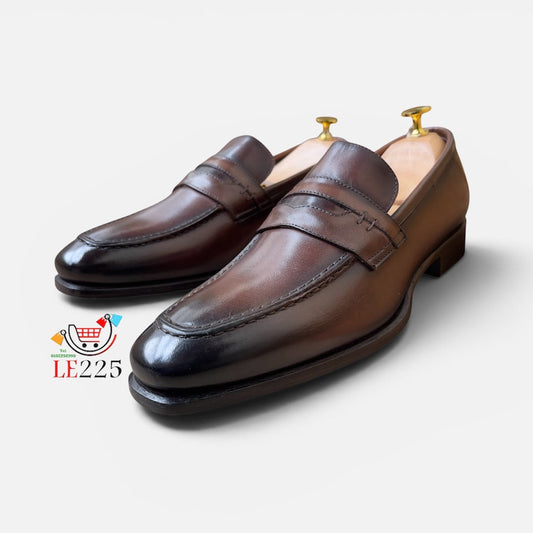 Mocassin Cuir Marron FL— Semelle Cuir — Réf. A4