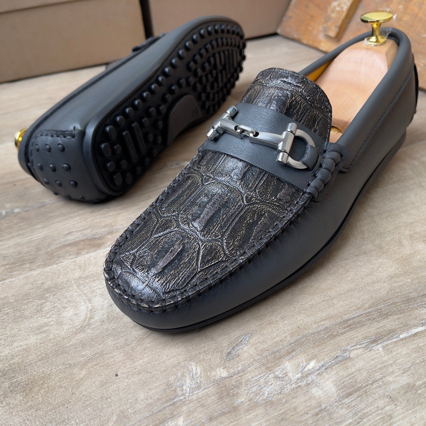 Mocassin Cuir FL— Semelle Gomme