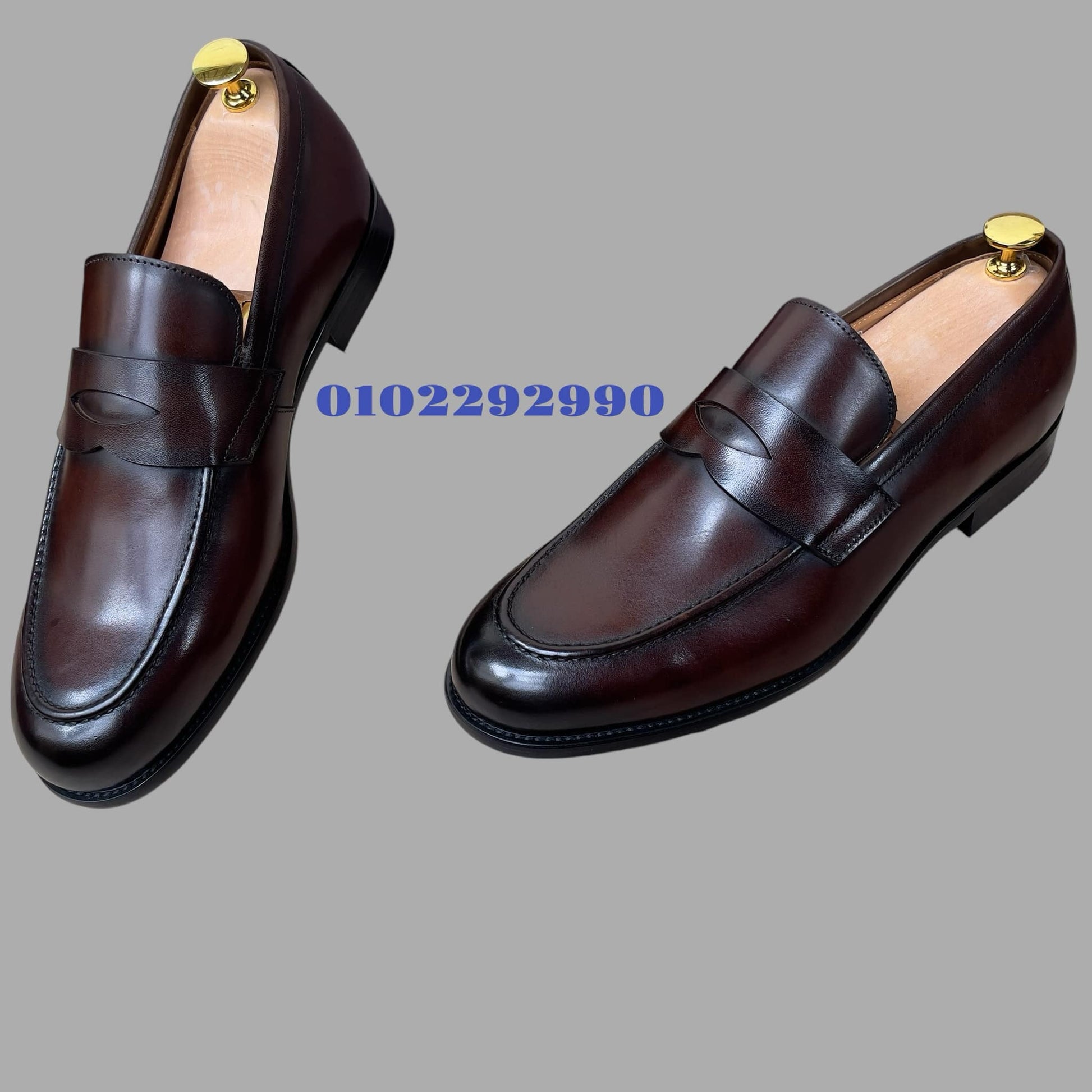 Mocassin marron café en cuir 