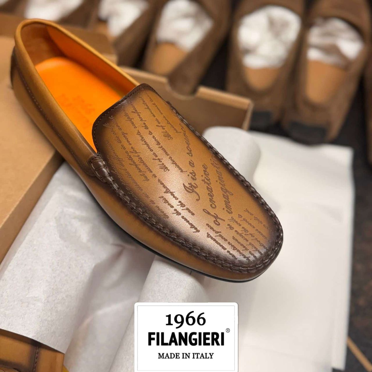 Mocassin Imprimé Cuir Marron FL— Semelle Gomme